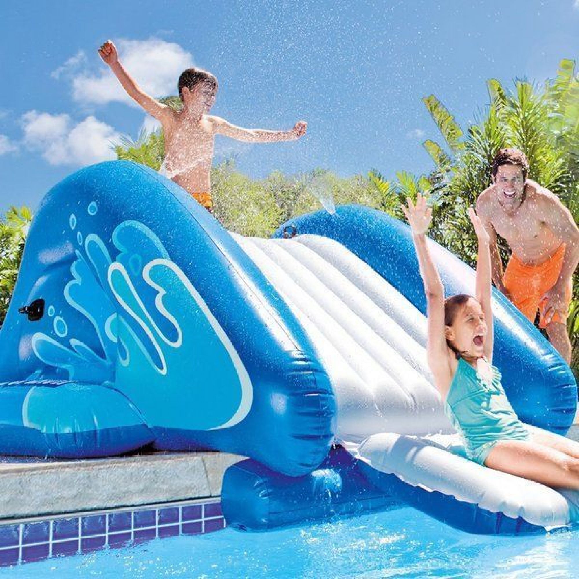 Горка для бассейна. Надувная горка Intex 58849. Игровой центр Intex Water Slide 58849.